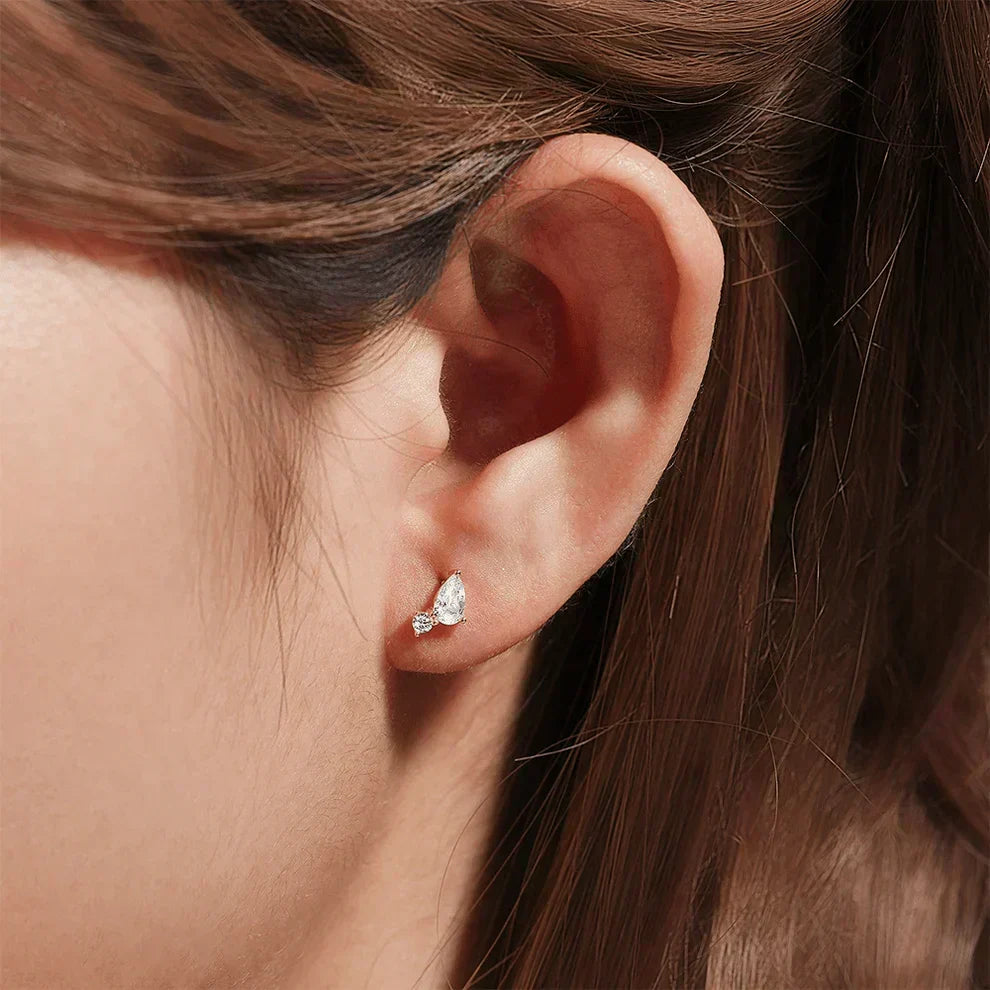 Puces d'oreilles Kate à diamant, fermoir plat