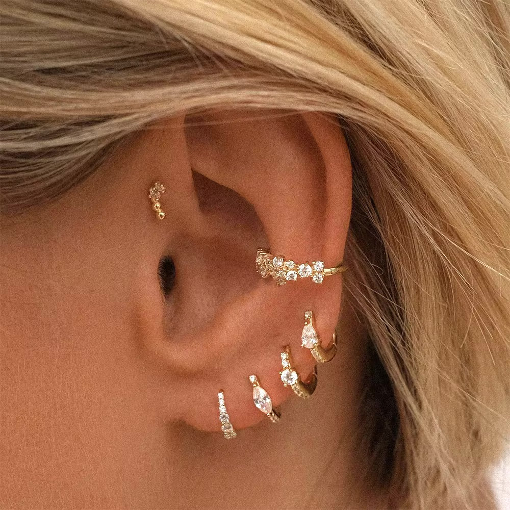 Mini créoles Mariah en argent à diamants pour femme