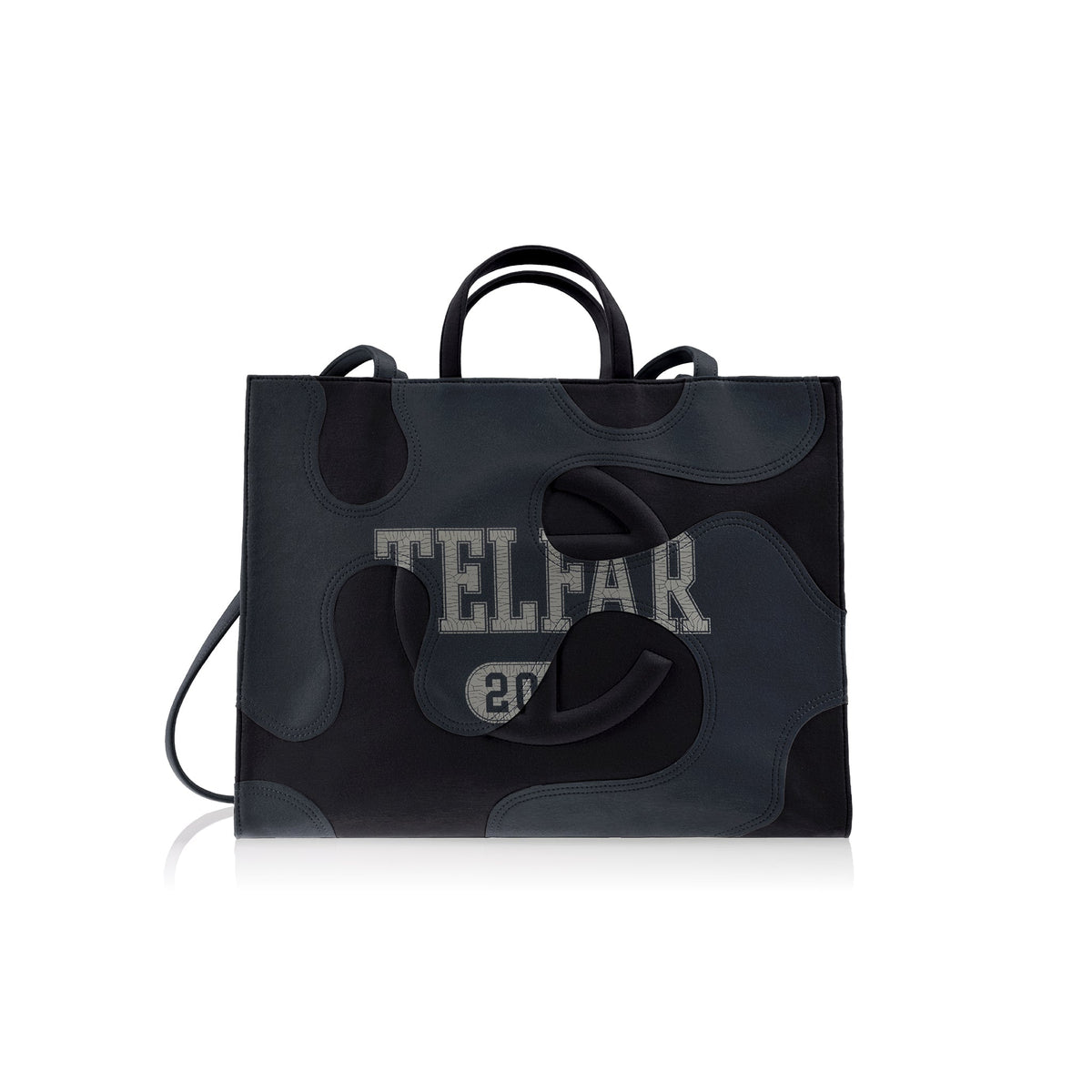 Telfar Large Camo Shopping Bag - Black / Off Black