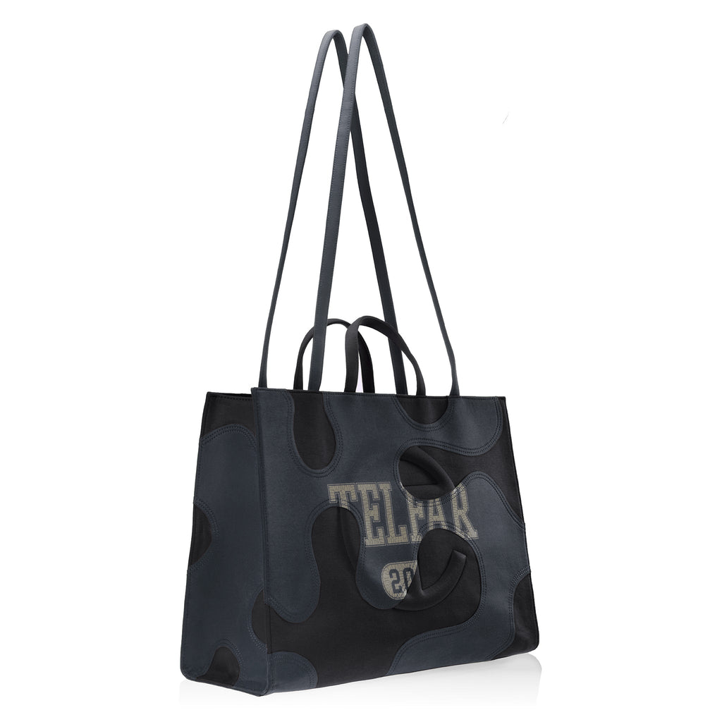Telfar Large Camo Shopping Bag - Black / Off Black