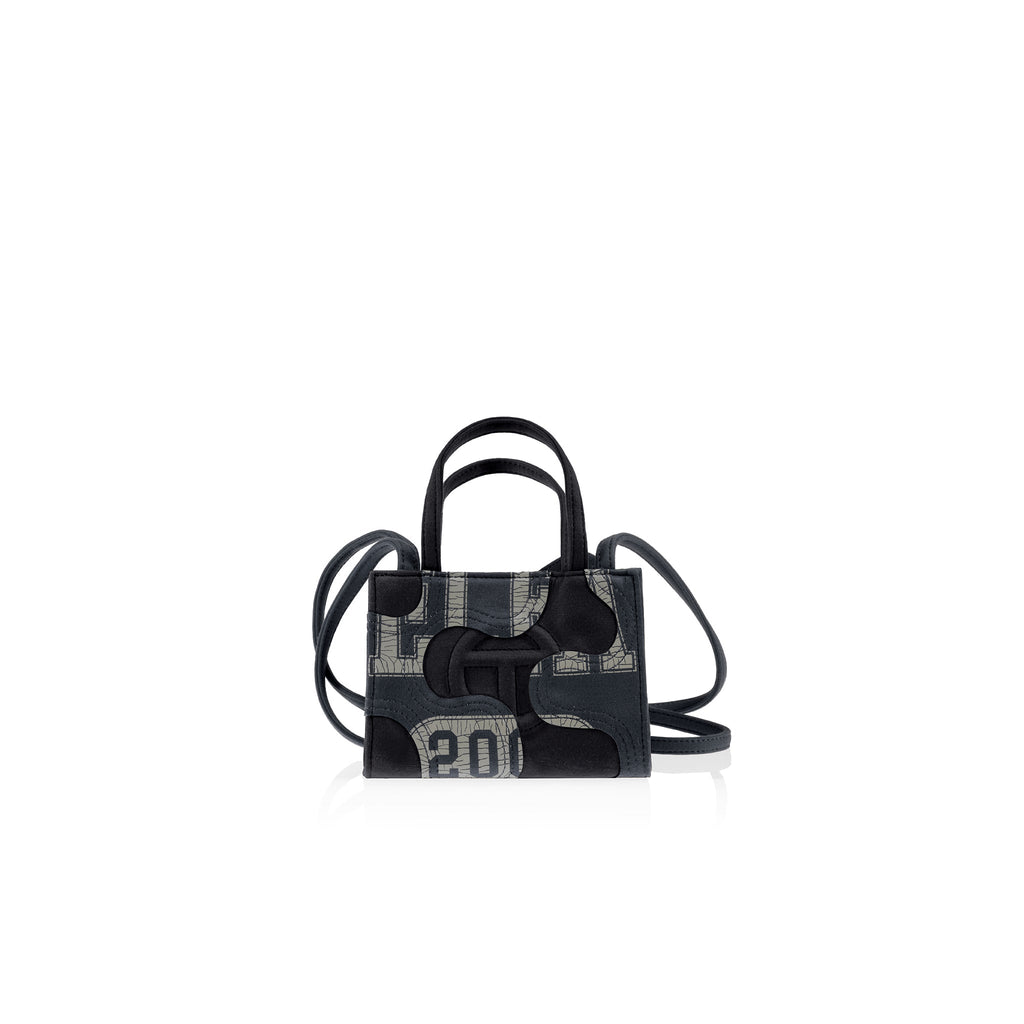 Telfar Small Camo Shopping Bag - Black / Off Black
