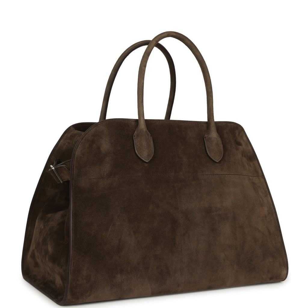 The Row Soft Margaux 15 Bag - Nut Brown Suede