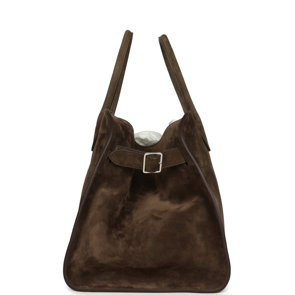 The Row Soft Margaux 15 Bag - Nut Brown Suede