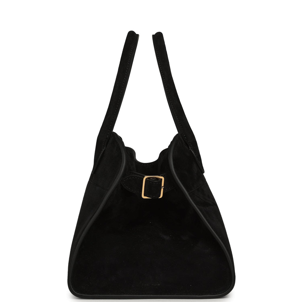 The Row Soft Margaux 10 Bag - Black Suede