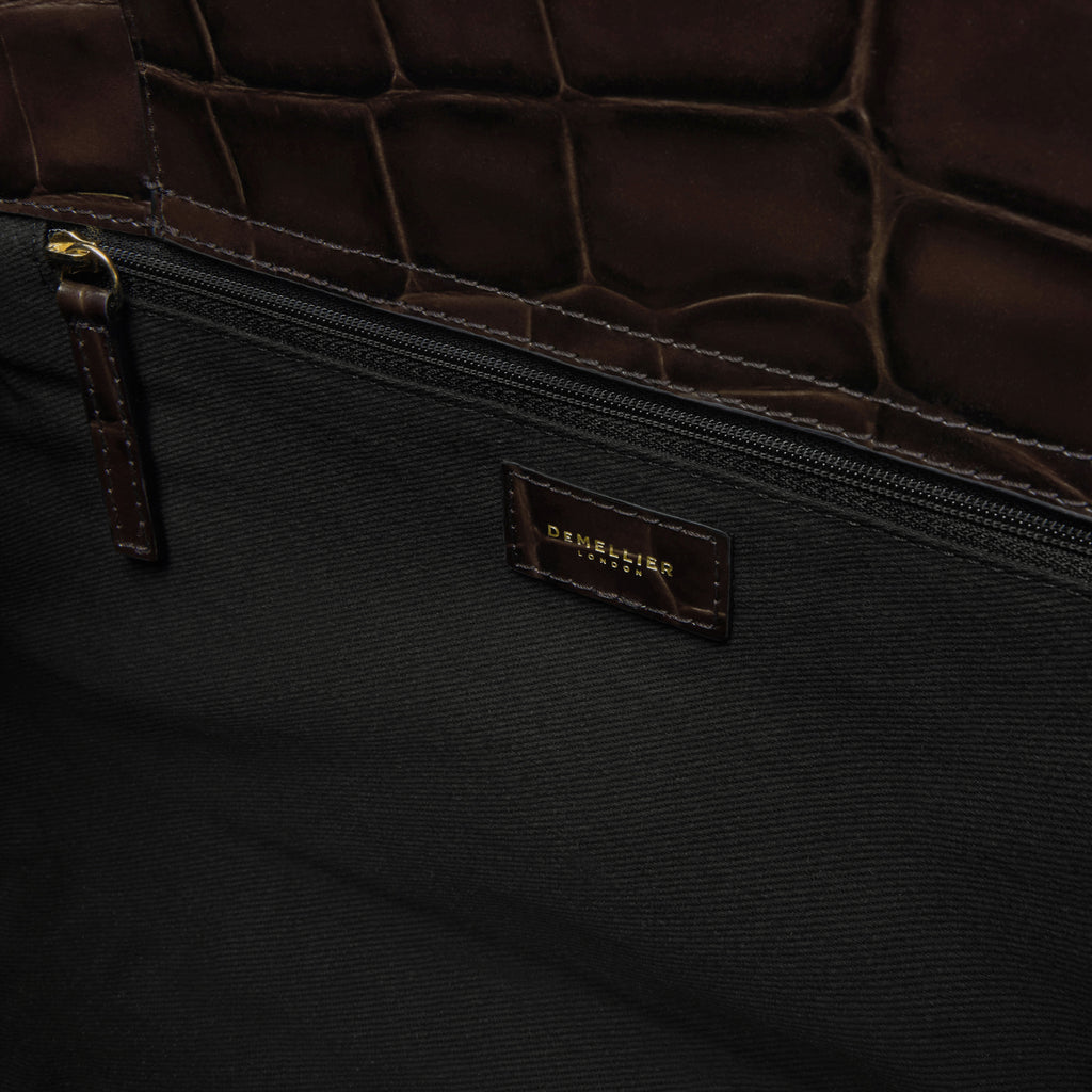 DeMellier The Midi Hudson - Dark Chocolate Large Croc-Effect