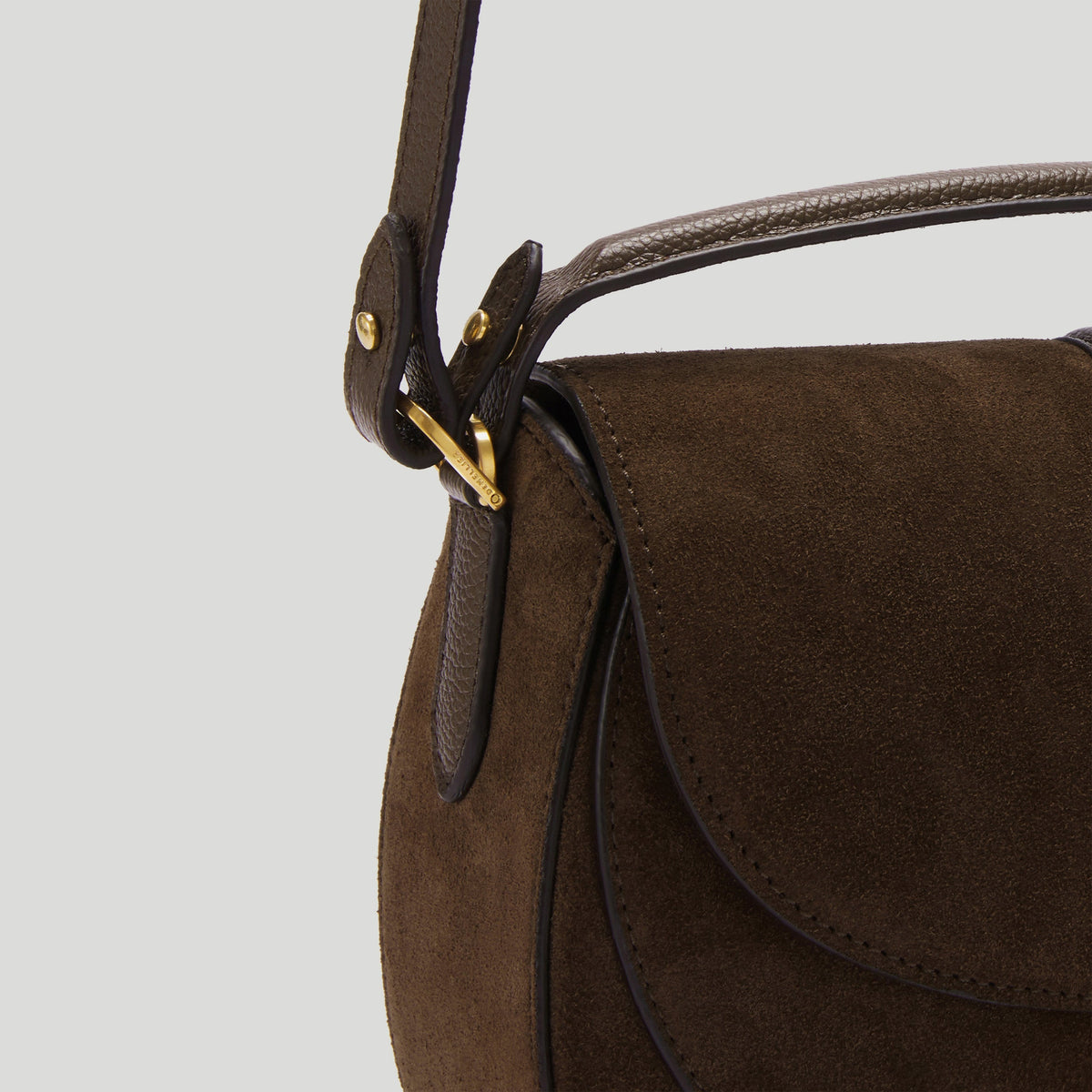 DeMellier The Siena Saddle - Mocha Suede / Mocha Small Grain