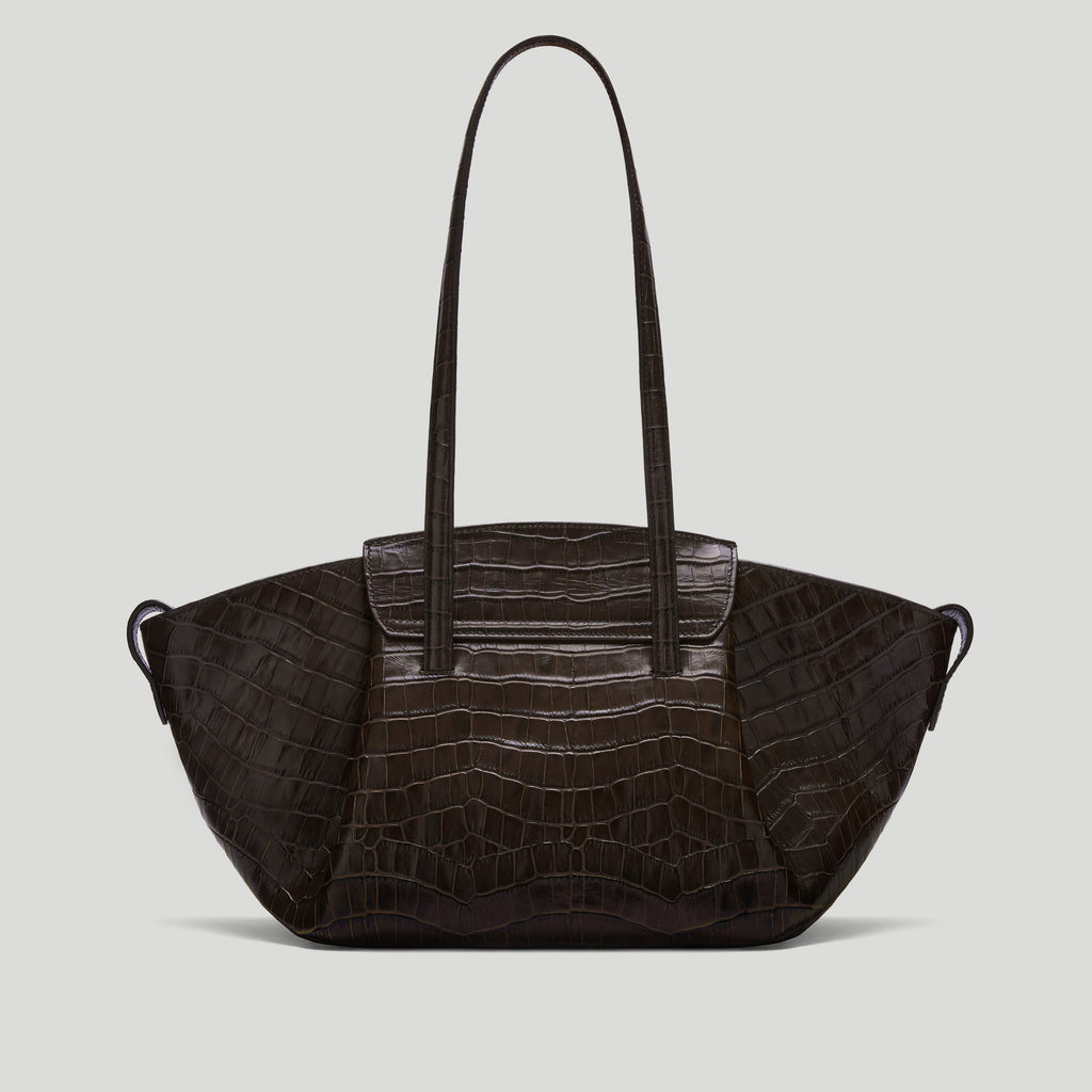 DeMellier The Midi Brooklyn - Dark Chocolate Croc-Effect