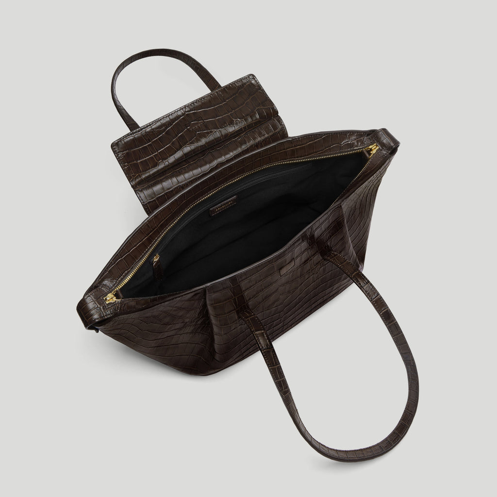 DeMellier The Midi Brooklyn - Dark Chocolate Croc-Effect