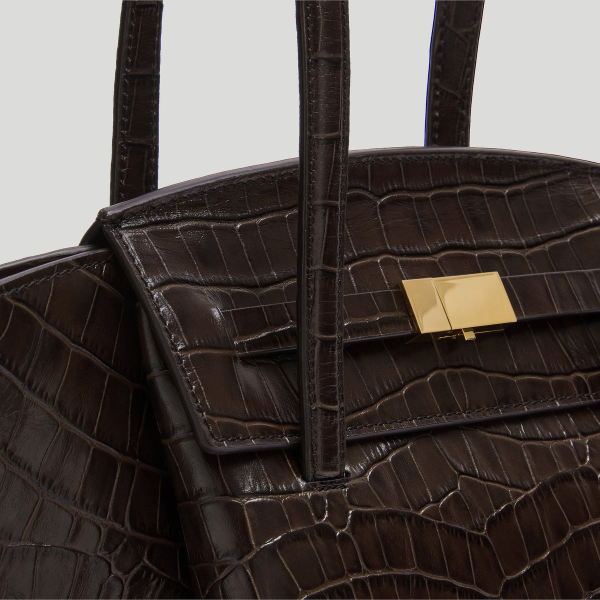 DeMellier The Midi Brooklyn - Dark Chocolate Croc-Effect