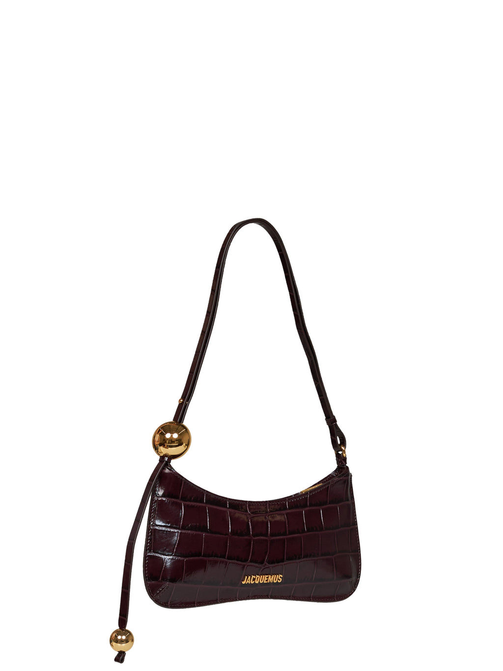 Jacquemus Le Bisou Perle Shoulder Bag - Burgundy Croc-Embossed