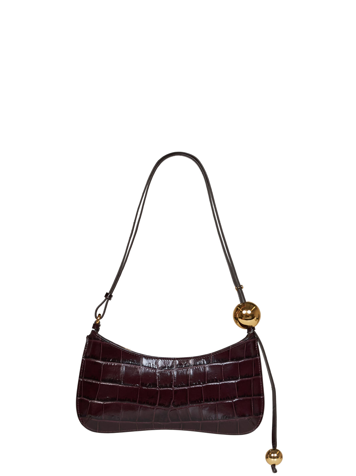 Jacquemus Le Bisou Perle Shoulder Bag - Burgundy Croc-Embossed