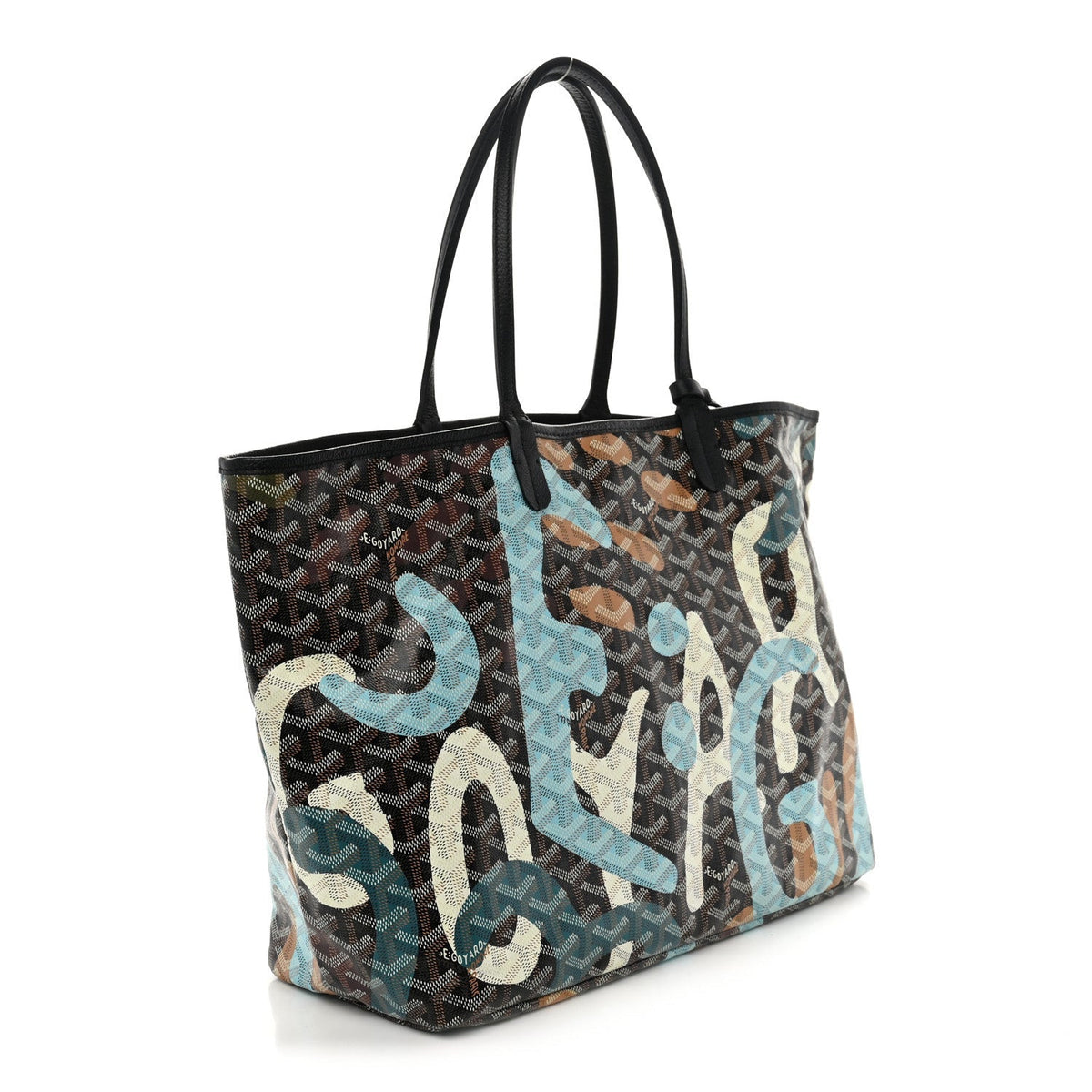 Goyard Saint Louis Lettres Camouflage PM Tote - Black / Blue