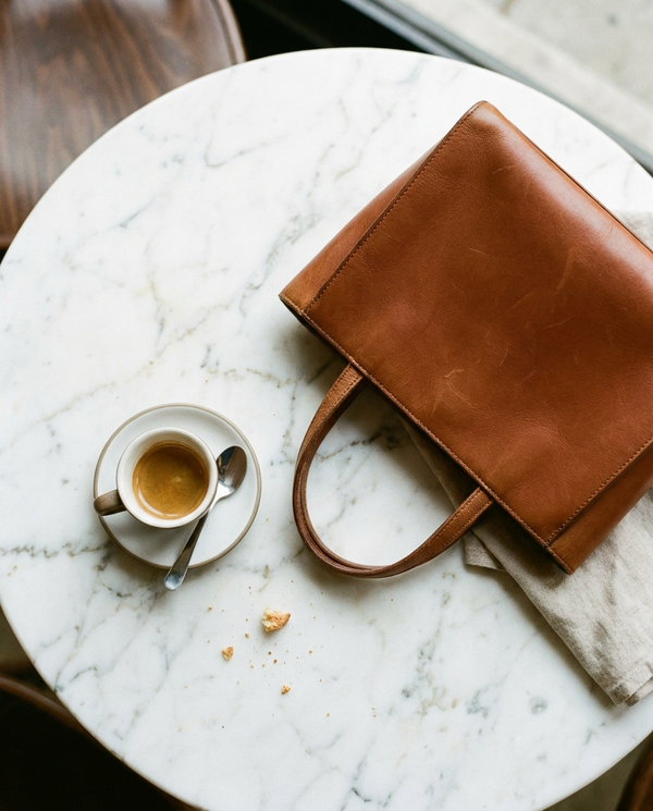 Café du matin et cuir souple