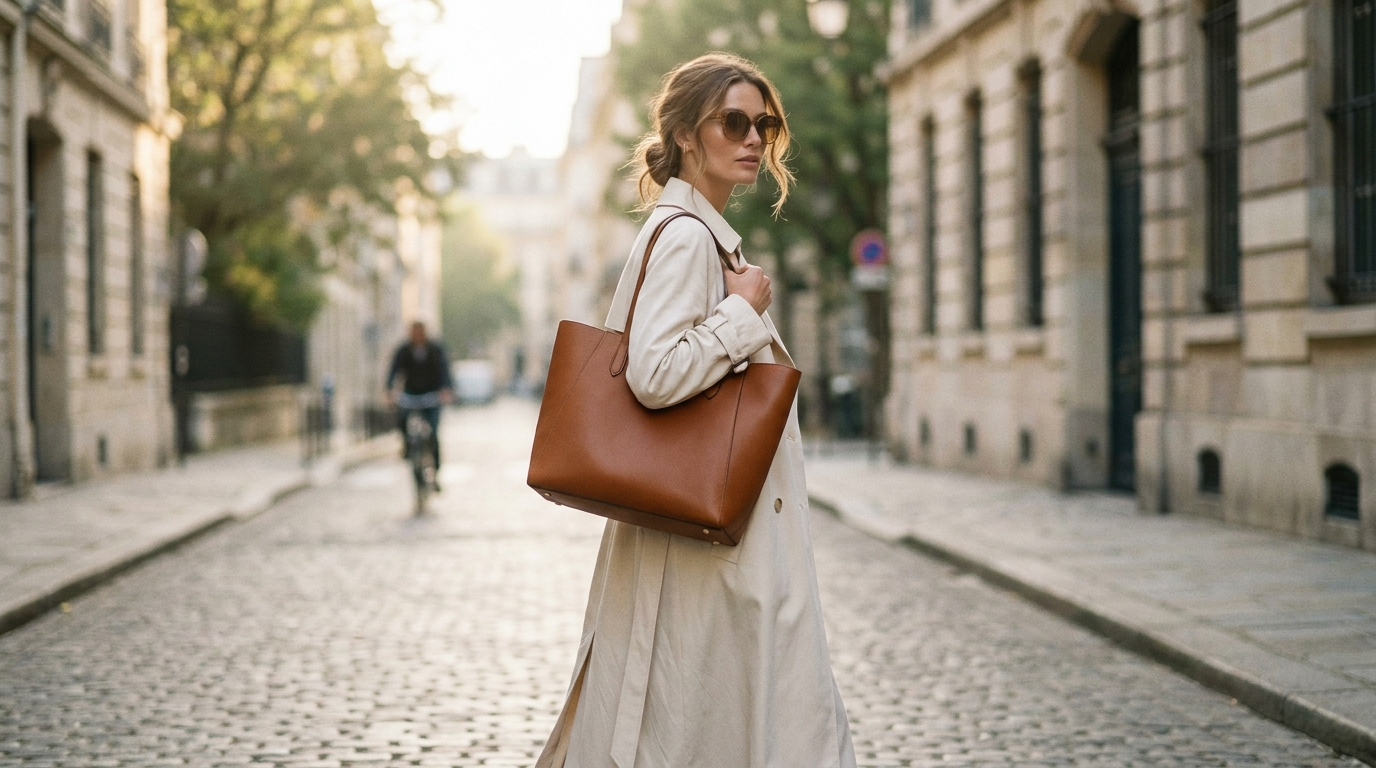 Femme portant un sac Clarza dans une rue