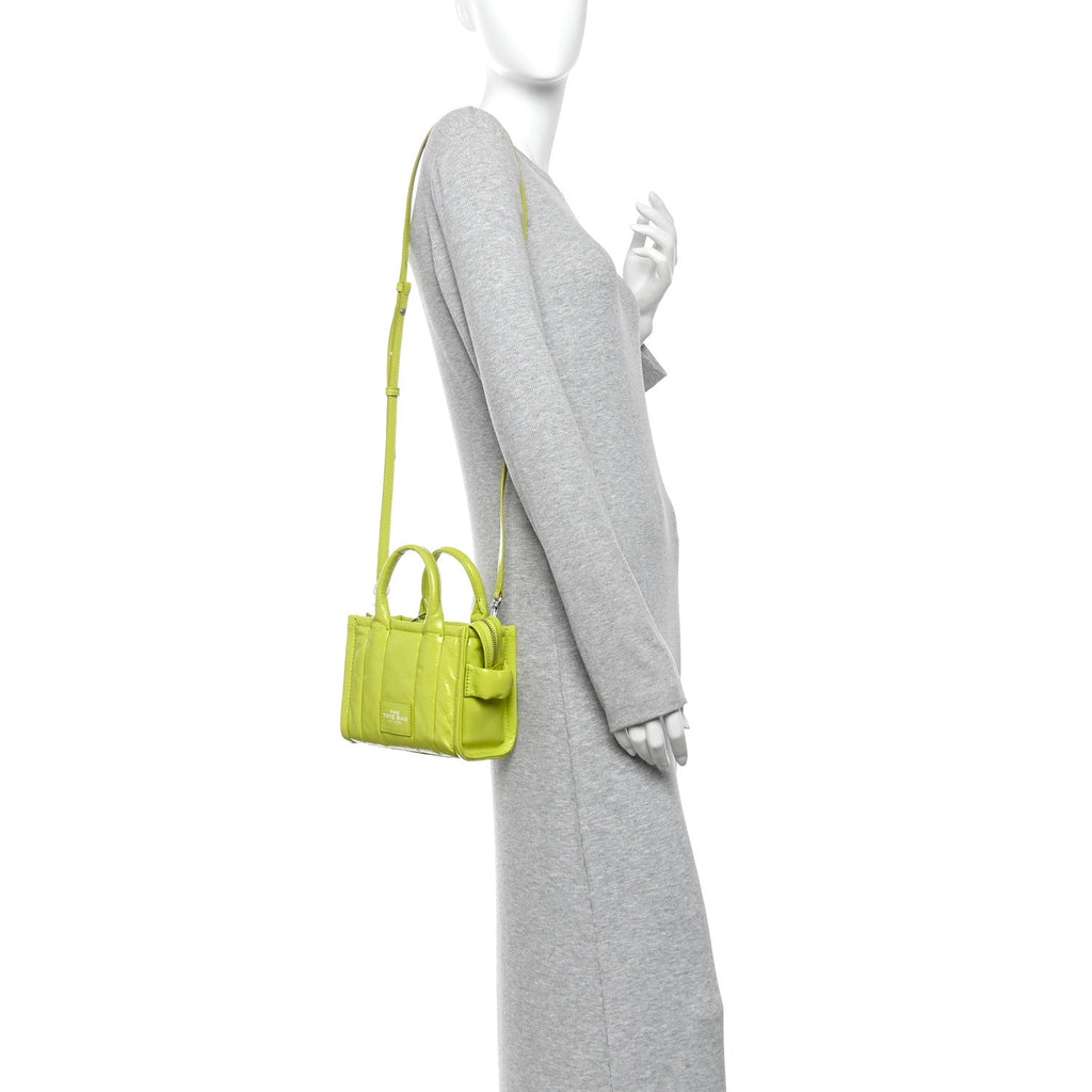 Marc Jacobs The Shiny Crinkled Leather Mini Tote Bag - Acid Lime