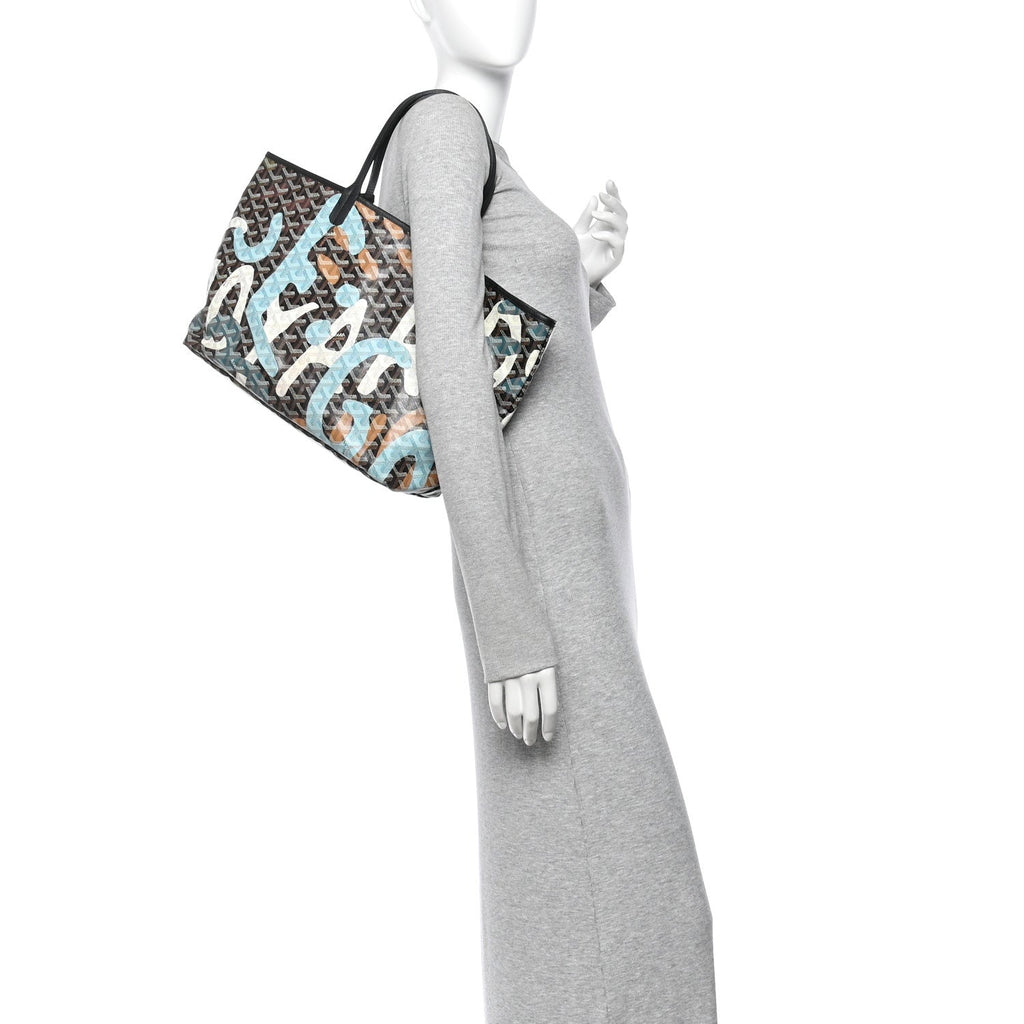 Goyard Saint Louis Lettres Camouflage PM Tote - Black / Blue