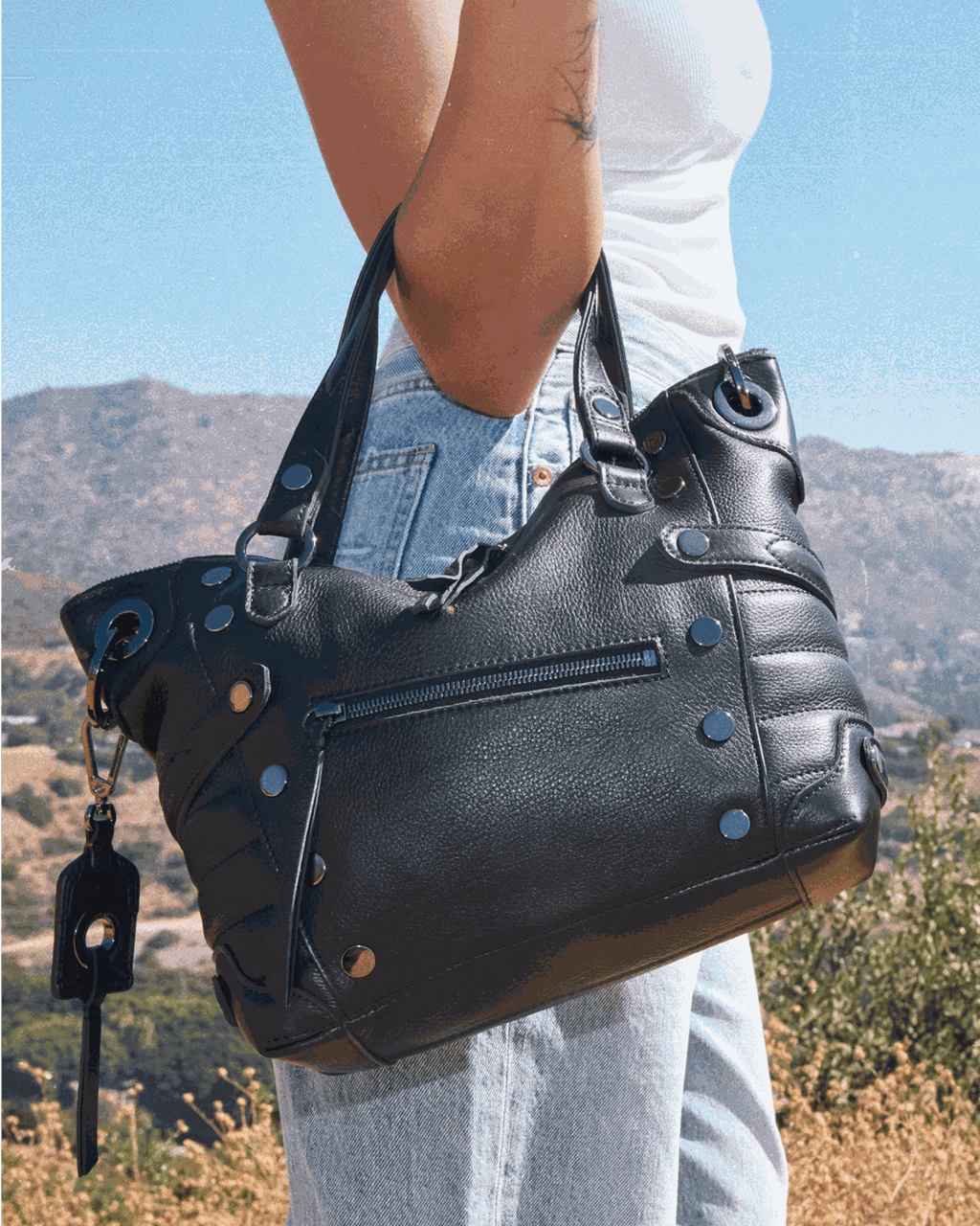Hammitt Daniel Medium - Moto Black / Gunmetal