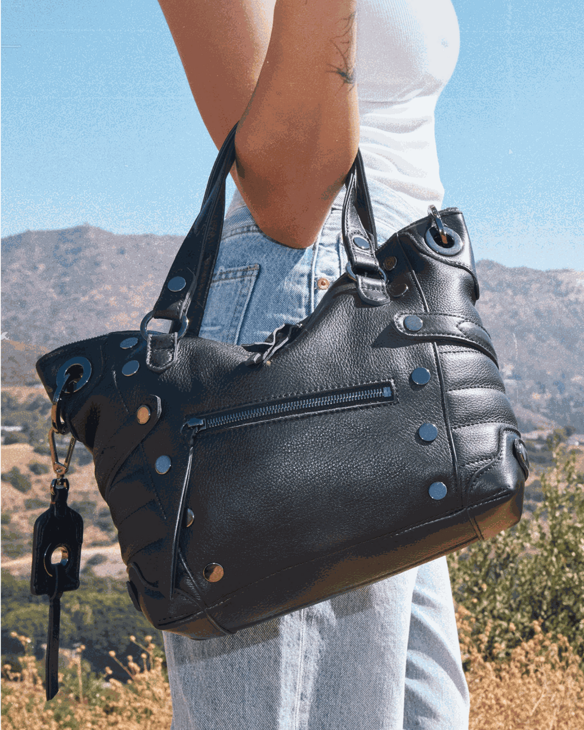 Hammitt Daniel Medium - Moto Black / Gunmetal