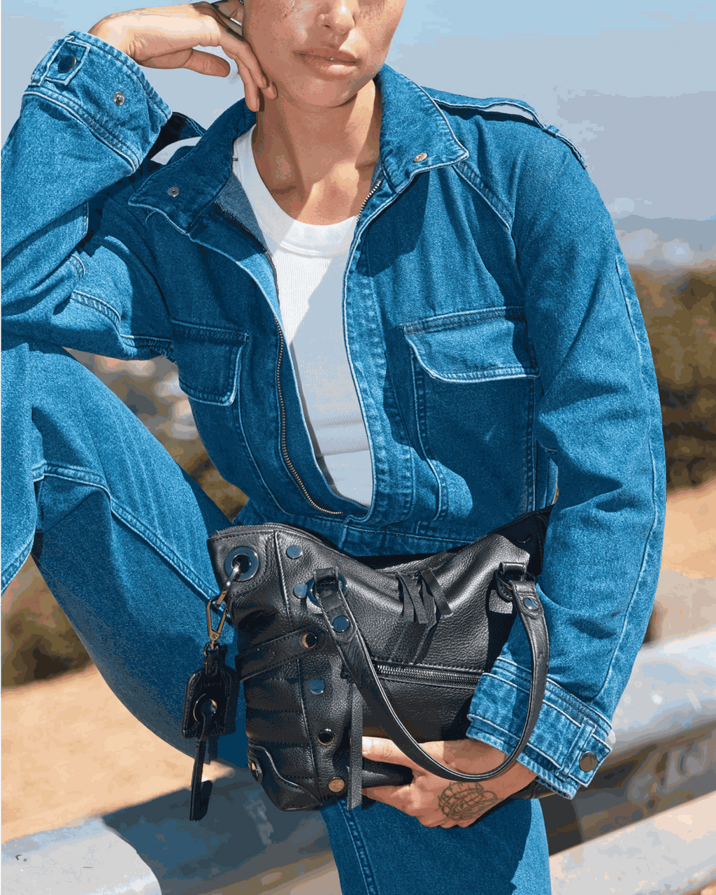 Hammitt Daniel Medium - Moto Black / Gunmetal