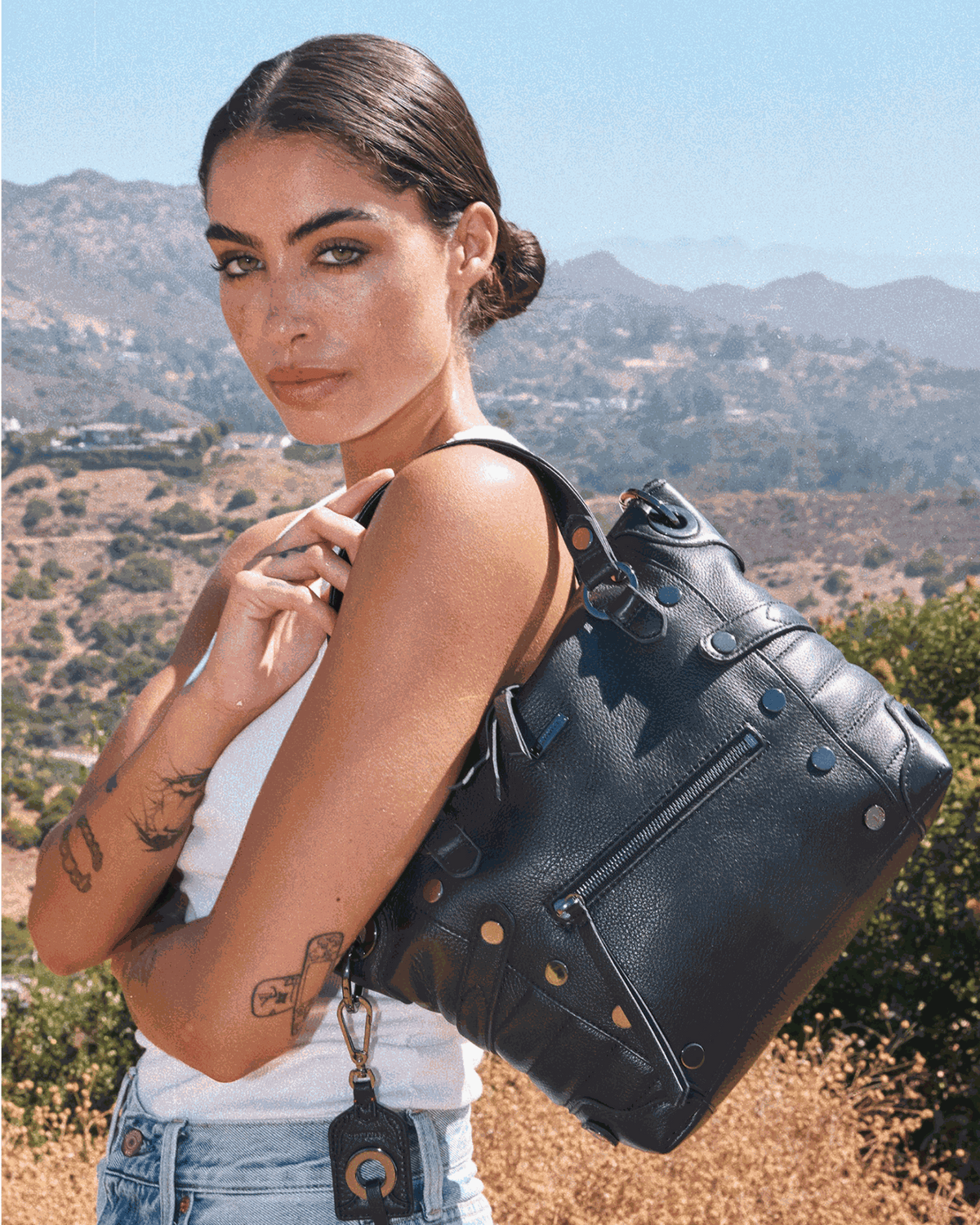 Hammitt Daniel Medium - Moto Black / Gunmetal