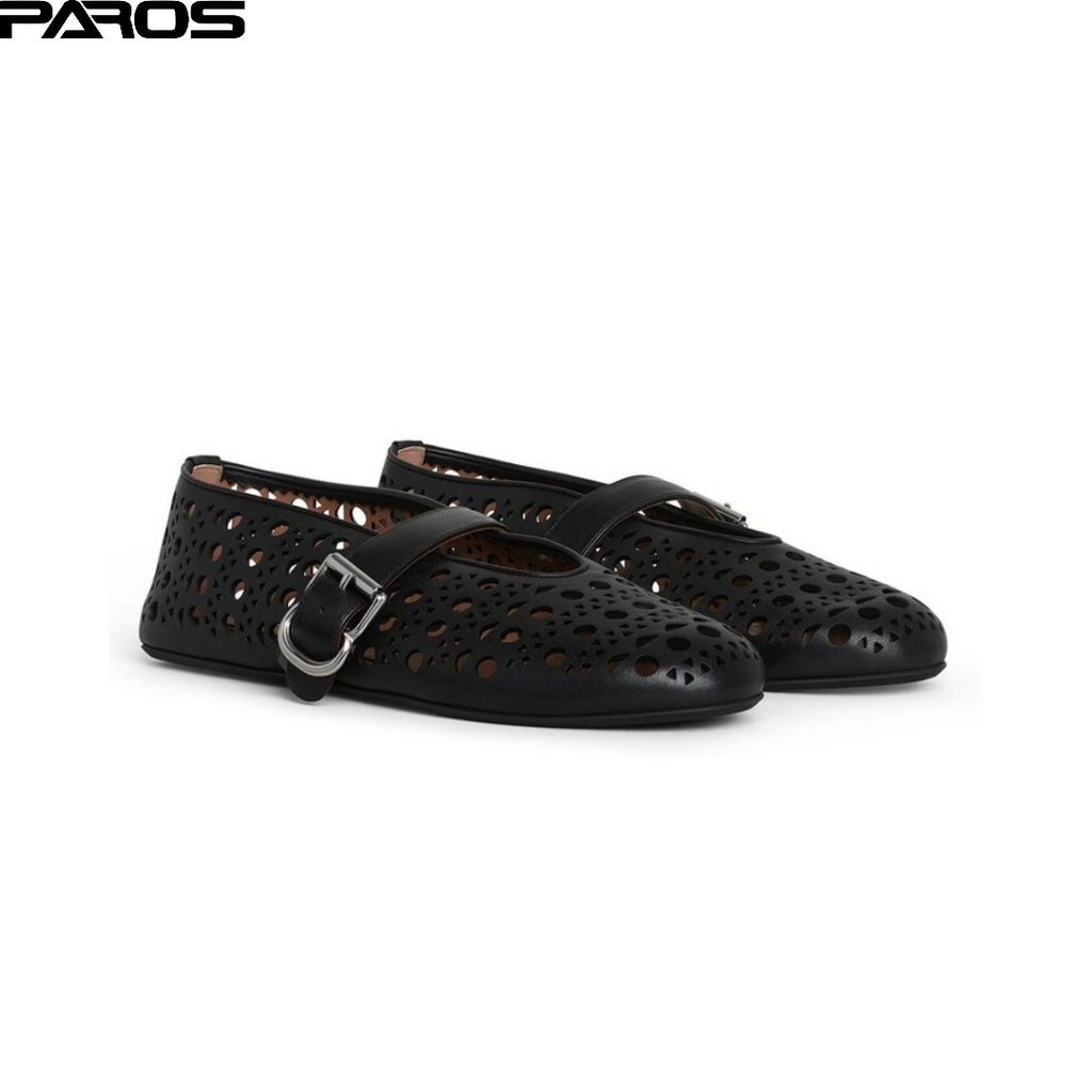 Alaïa Vienne Lambskin Ballet Flats - Black