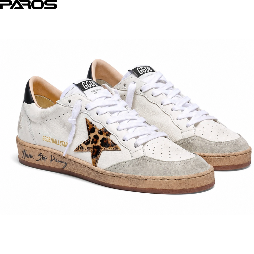 Golden Goose Ball-Star - White / Leopard
