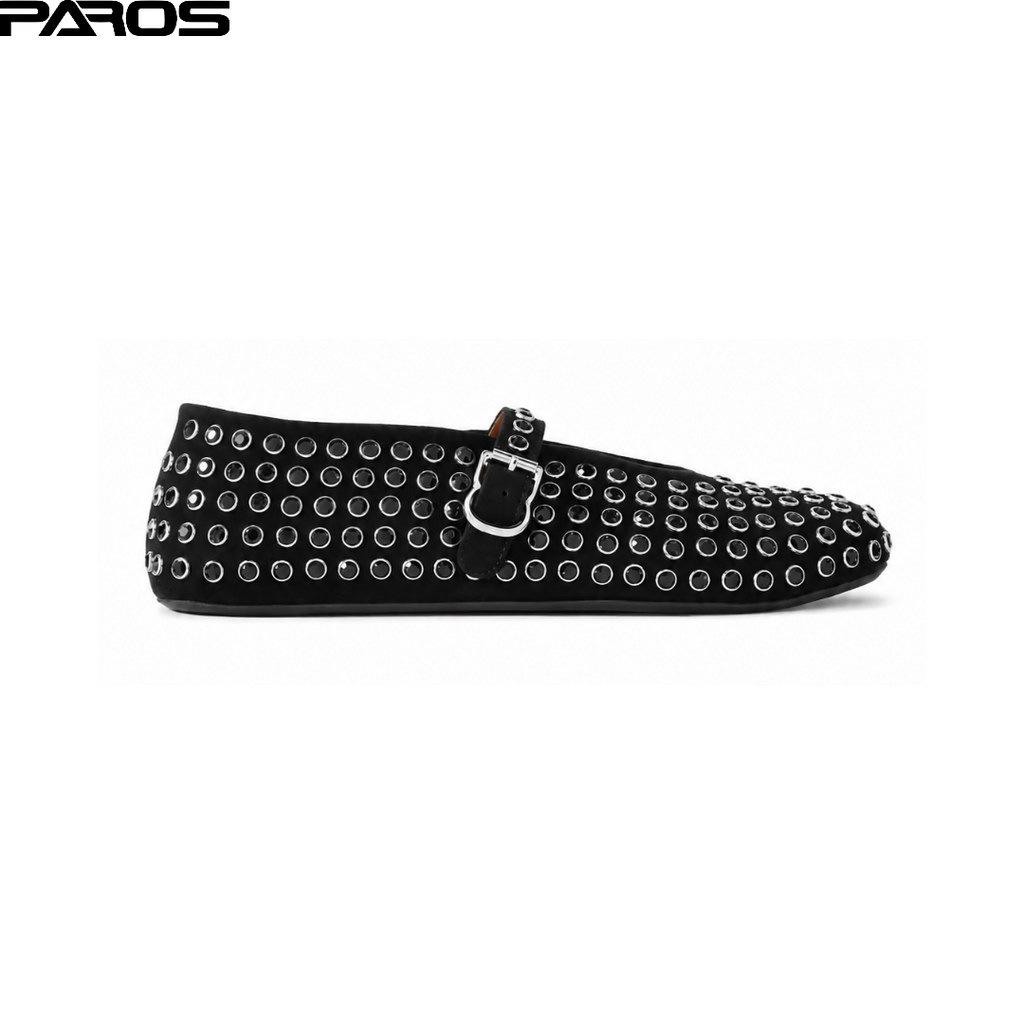 Alaïa Strass Suede Ballet Flats - Black