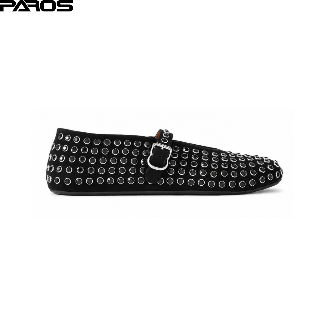 Alaïa Strass Suede Ballet Flats - Black