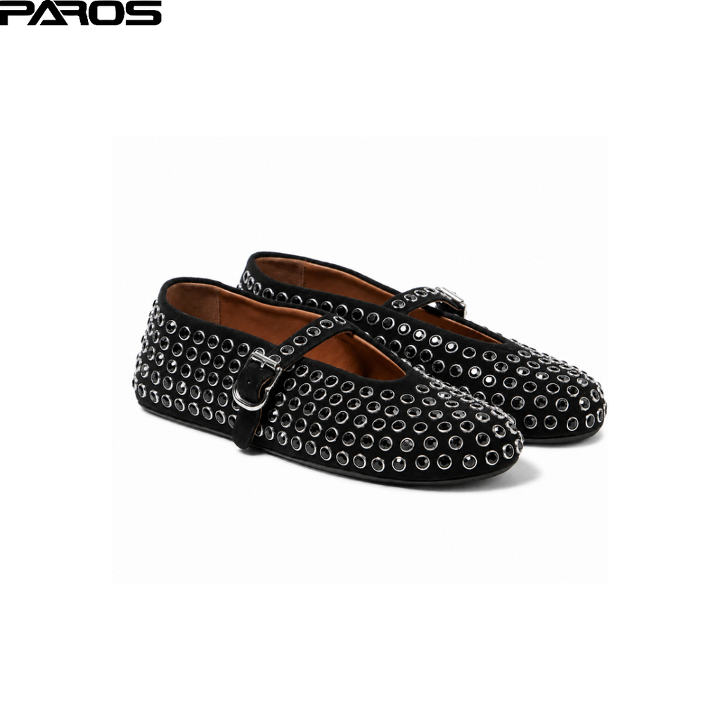 Alaïa Strass Suede Ballet Flats - Black