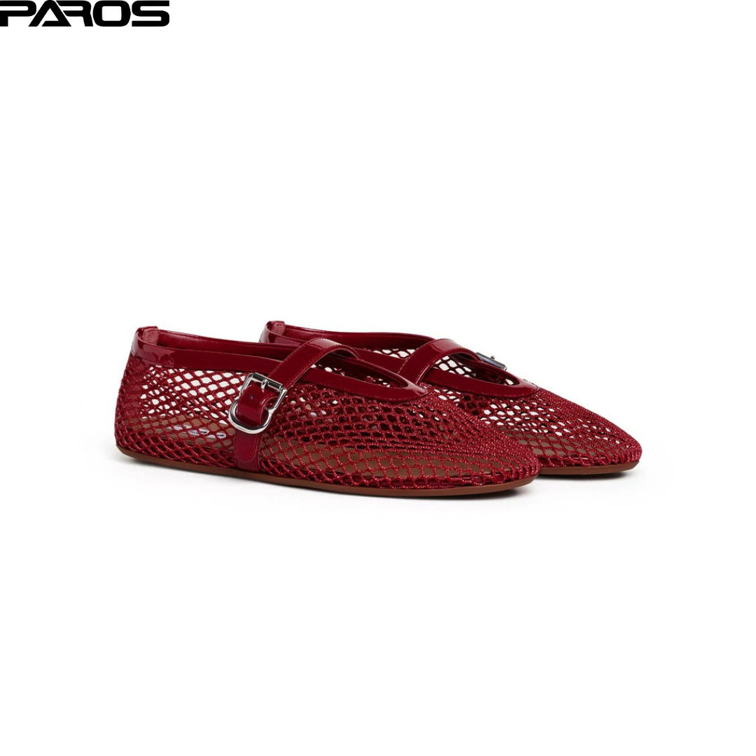 Alaïa Fishnet Ballet Flats - Carmine