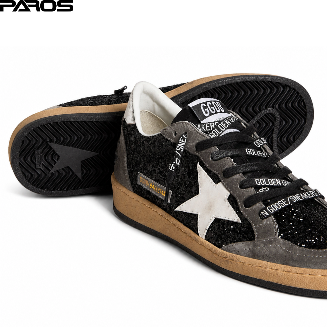 Golden Goose Ball-Star - Black Glitter / White