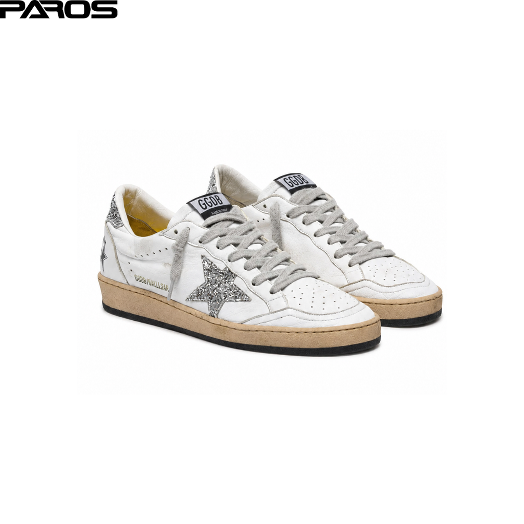 Golden Goose Ball-Star - White / Silver Glitter