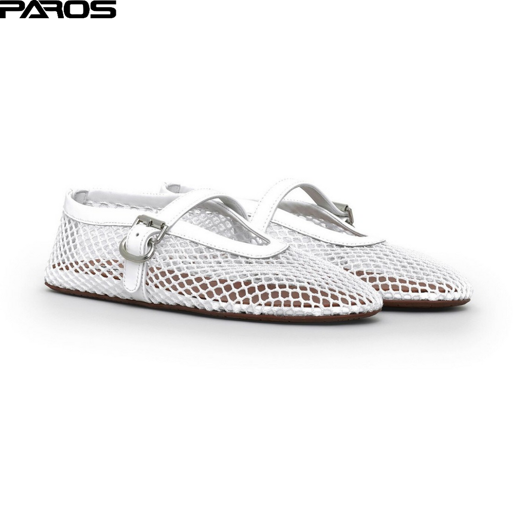 Alaïa Fishnet Ballet Flats - White
