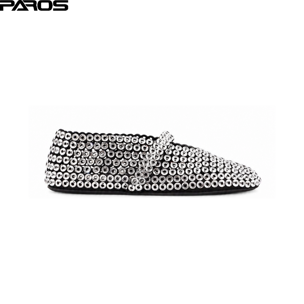 Alaïa Suede Glass-Embellished Ballet Flats - Silver