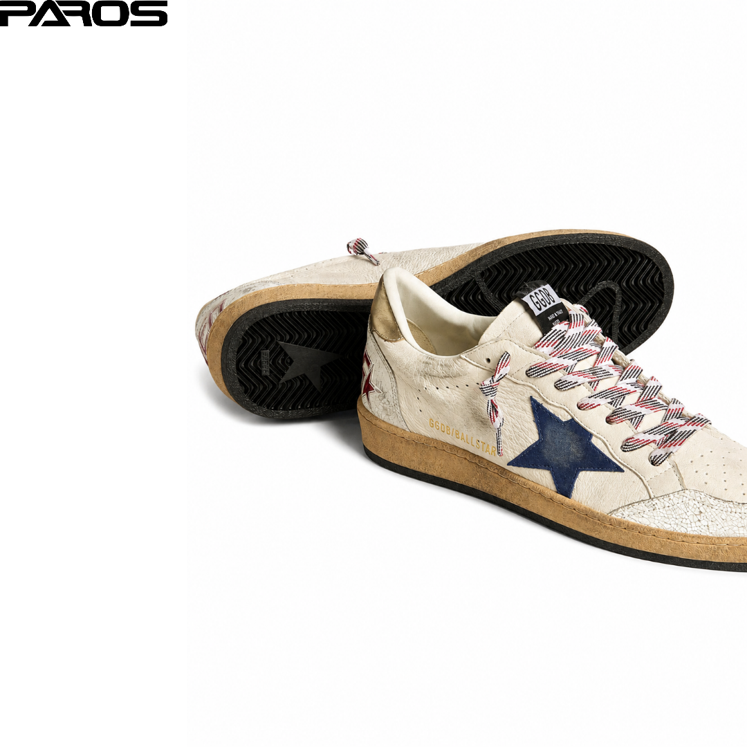 Golden Goose Ball-Star - White / Blue / Platinum