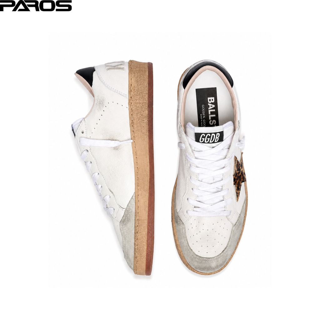 Golden Goose Ball-Star - White / Leopard