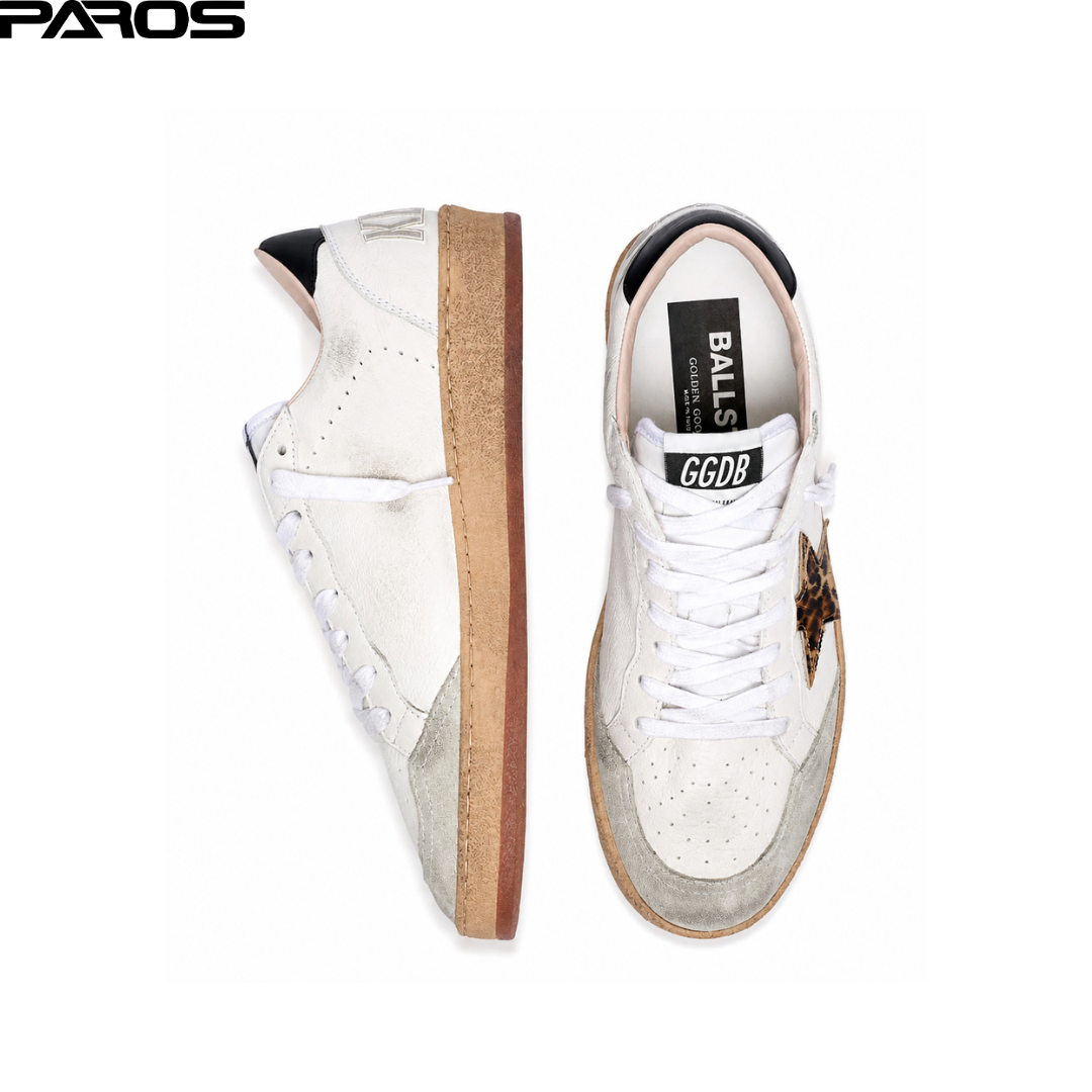 Golden Goose Ball-Star - White / Leopard