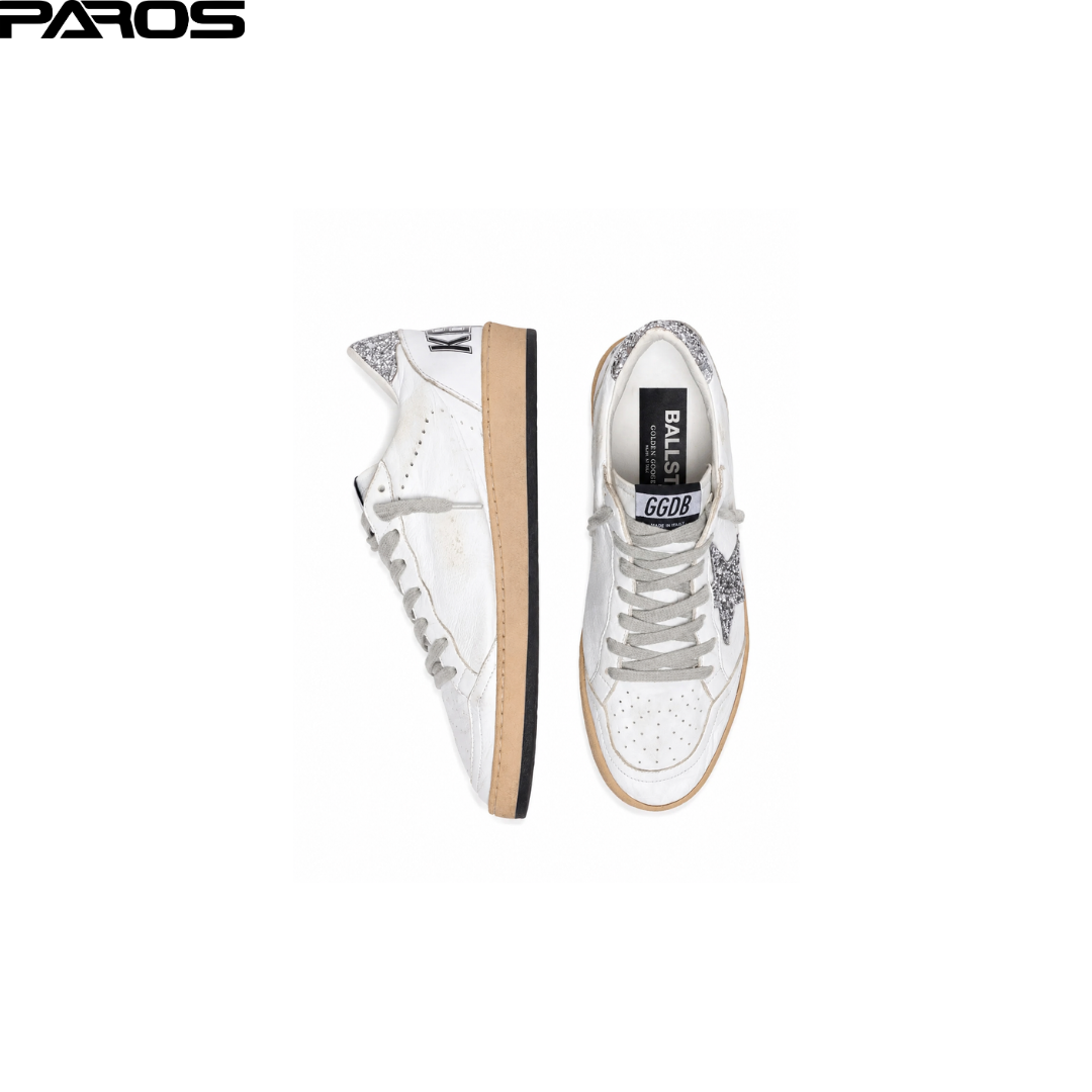 Golden Goose Ball-Star - White / Silver Glitter