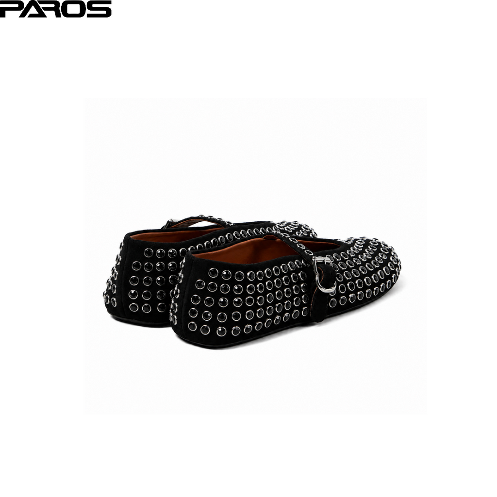 Alaïa Strass Suede Ballet Flats - Black