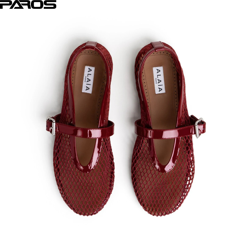 Alaïa Fishnet Ballet Flats - Carmine