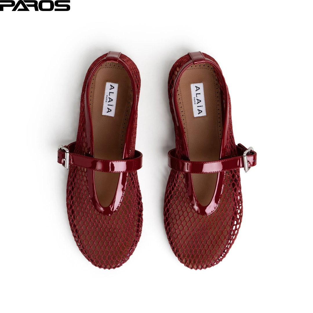Alaïa Fishnet Ballet Flats - Carmine