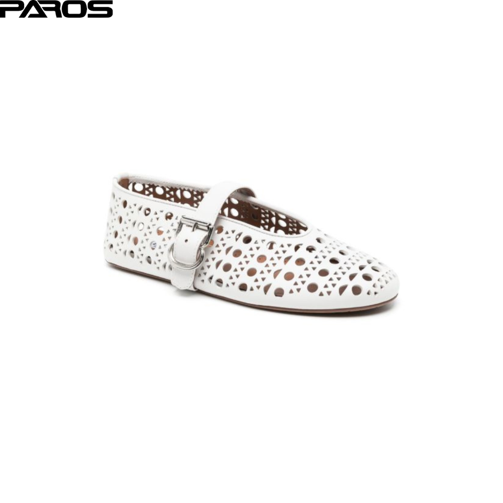 Alaïa Vienne Lambskin Ballet Flats - White