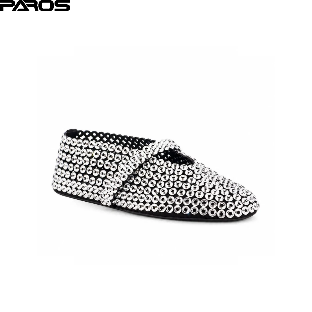 Alaïa Suede Glass-Embellished Ballet Flats - Silver