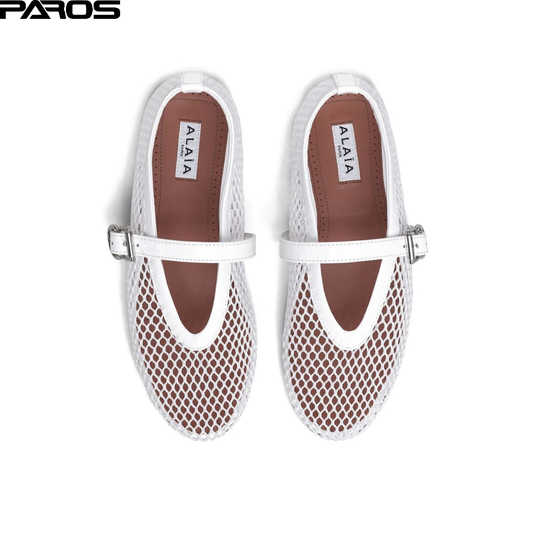 Alaïa Fishnet Ballet Flats - White