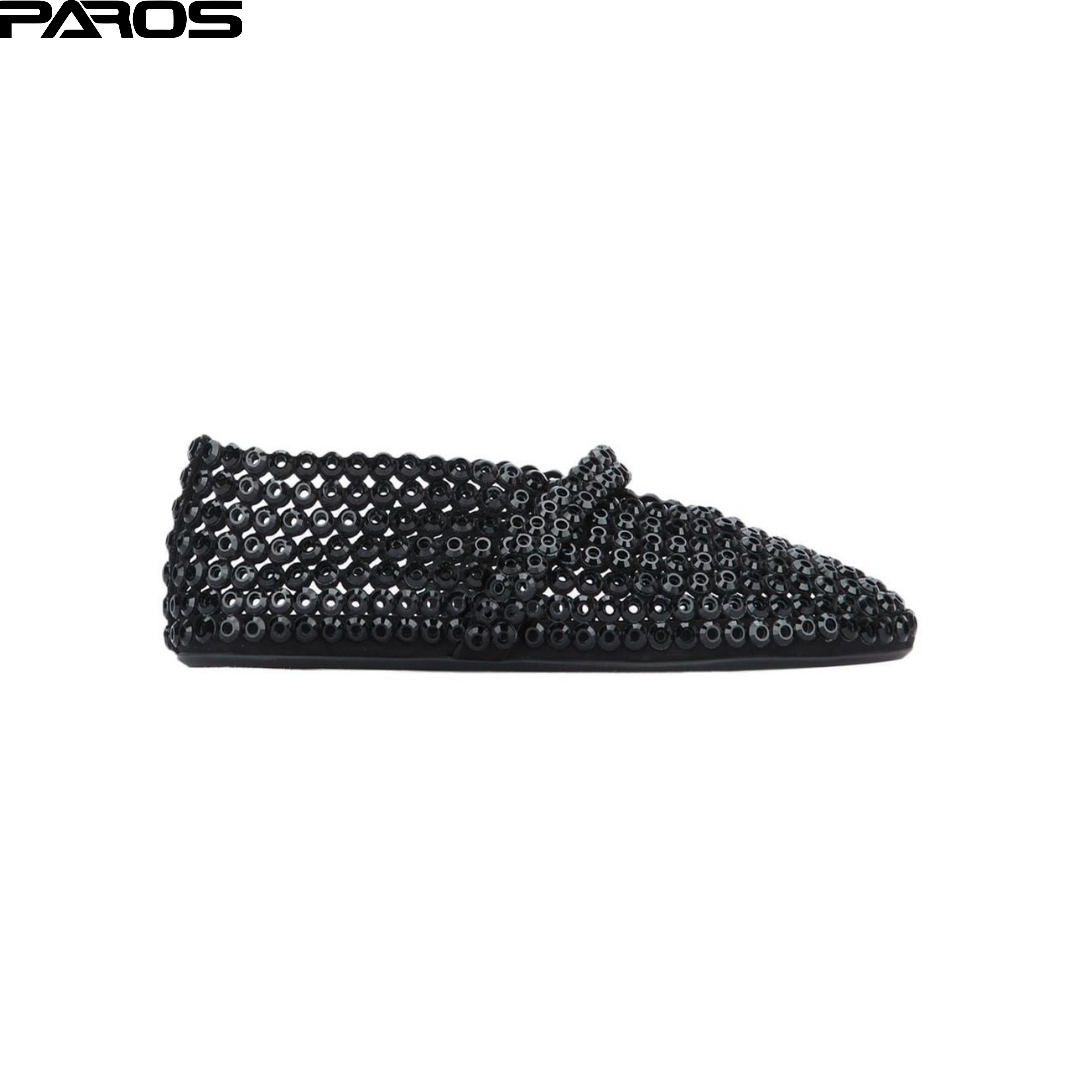 Alaïa Suede Glass-Embellished Ballet Flats - Black