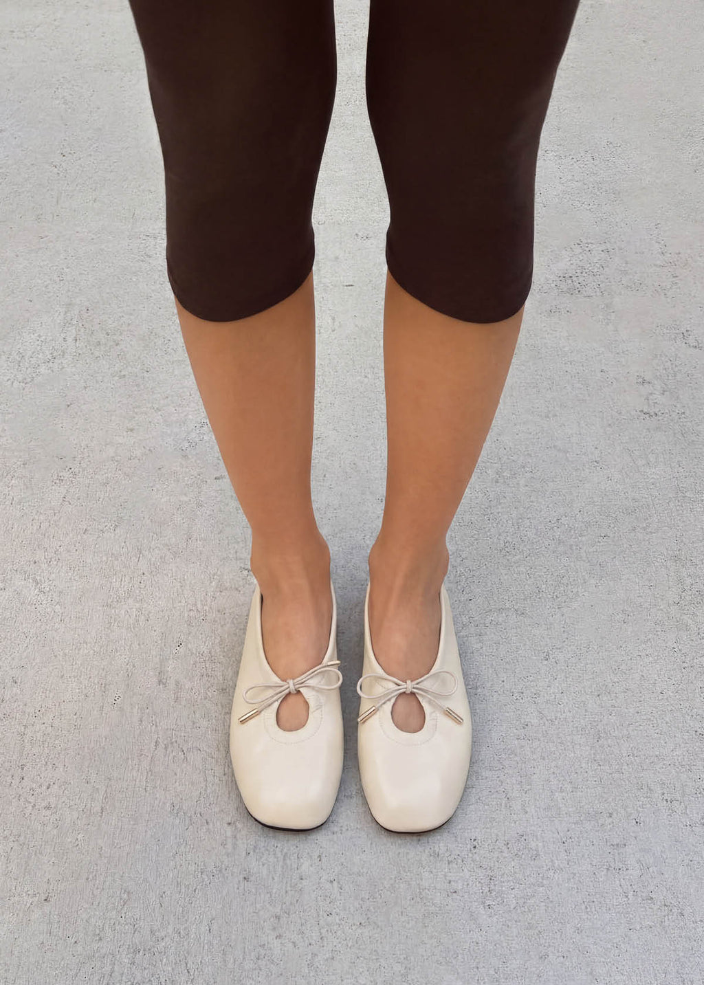 Alohas Rosalind Leather Ballet Flats - Cream