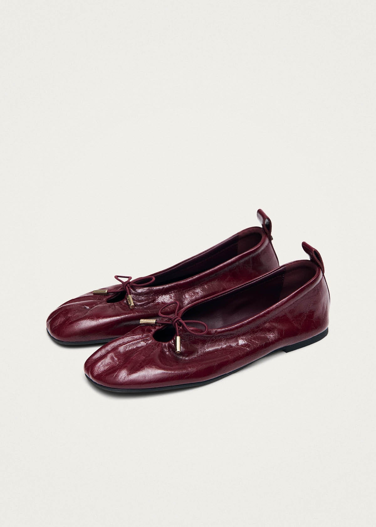 Alohas Rosalind Leather Ballet Flats - Burgundy Patent