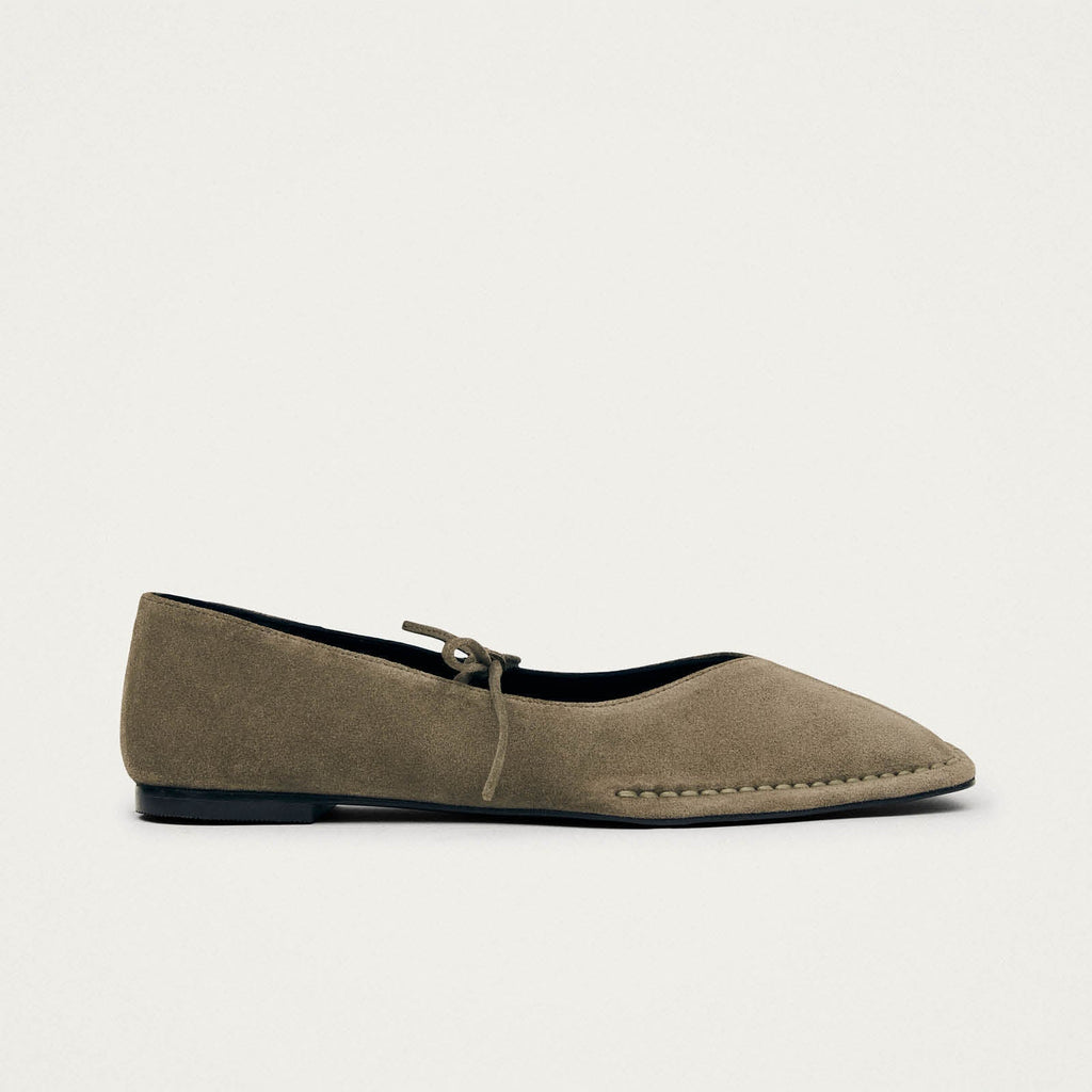Alohas Sway Leather Ballet Flats - Suede Khaki