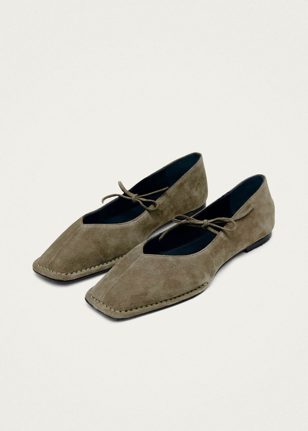 Alohas Sway Leather Ballet Flats - Suede Khaki