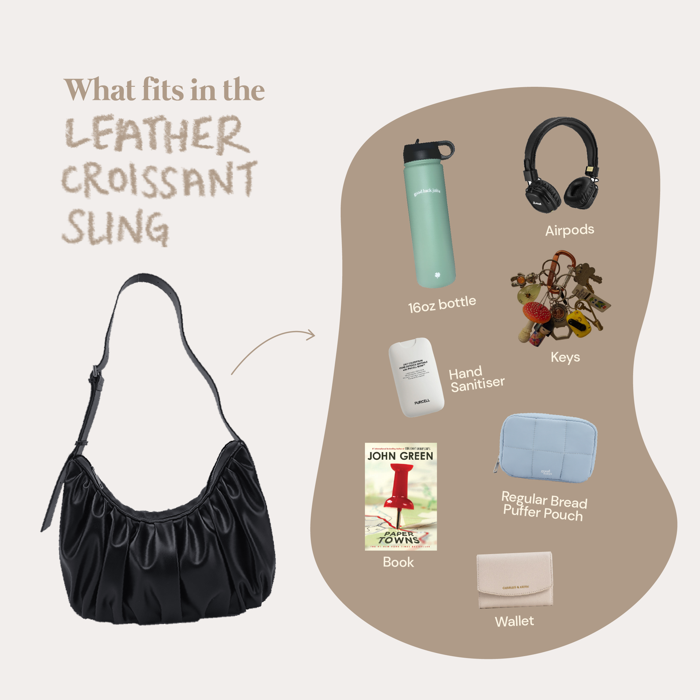 Chara | Sac banane en cuir en forme de croissant